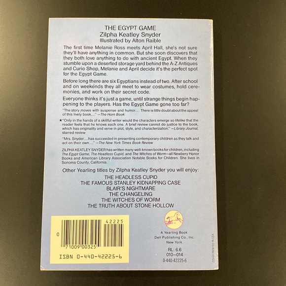 The Egypt Game by Zilpha Keatley Snyder - Paperback Novel - Picture 2 of 4